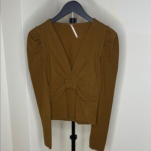 Free People Brown Long Sleeve Blouse